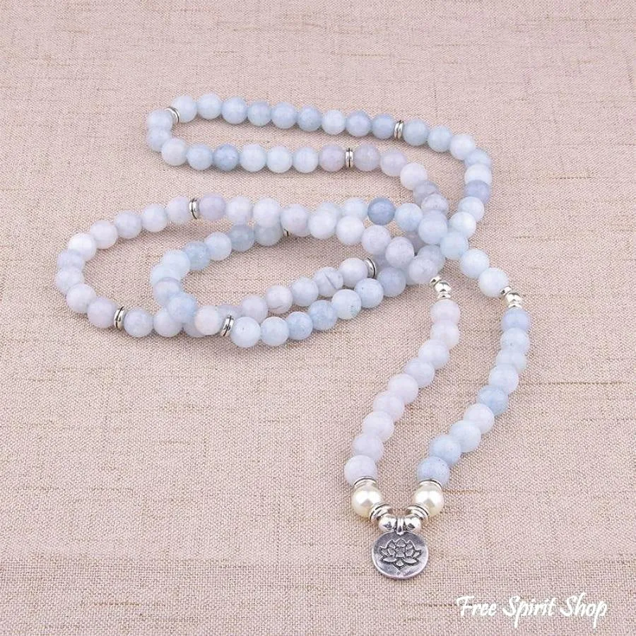 108 Natural Calcite & Pearl Mala Prayer Beads