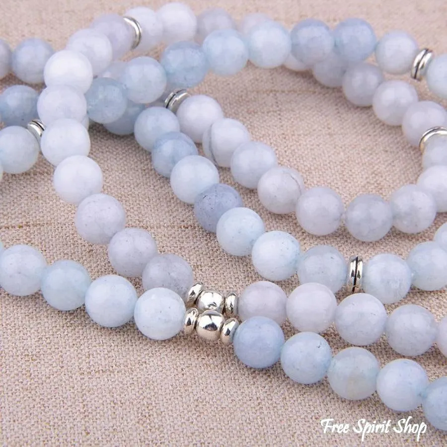 108 Natural Calcite & Pearl Mala Prayer Beads