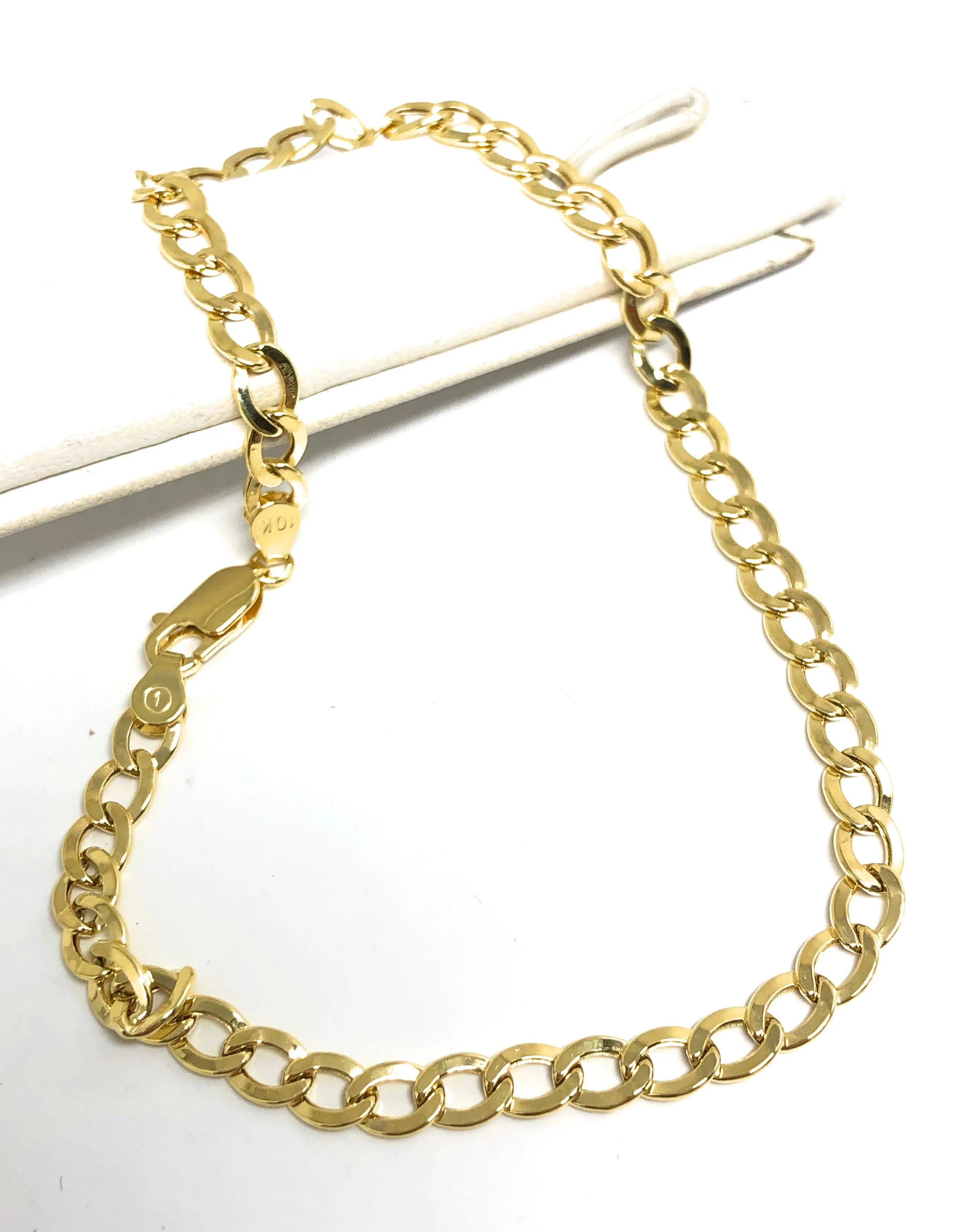 10k Solid Gold Yellow Cuban Link Brracelet (or Anklet) 7-10 inch 4.8mm Width