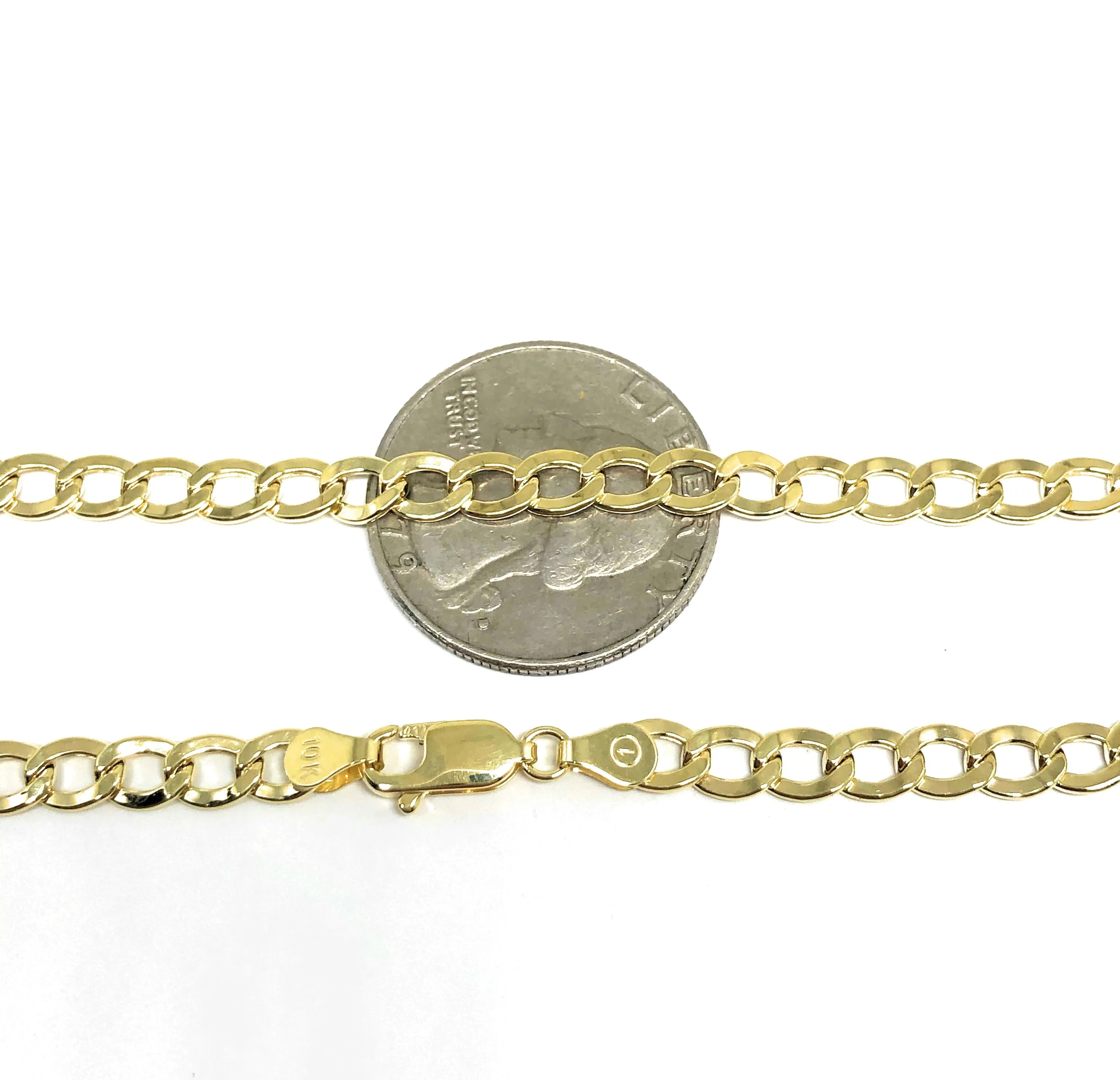 10k Solid Gold Yellow Cuban Link Brracelet (or Anklet) 7-10 inch 4.8mm Width