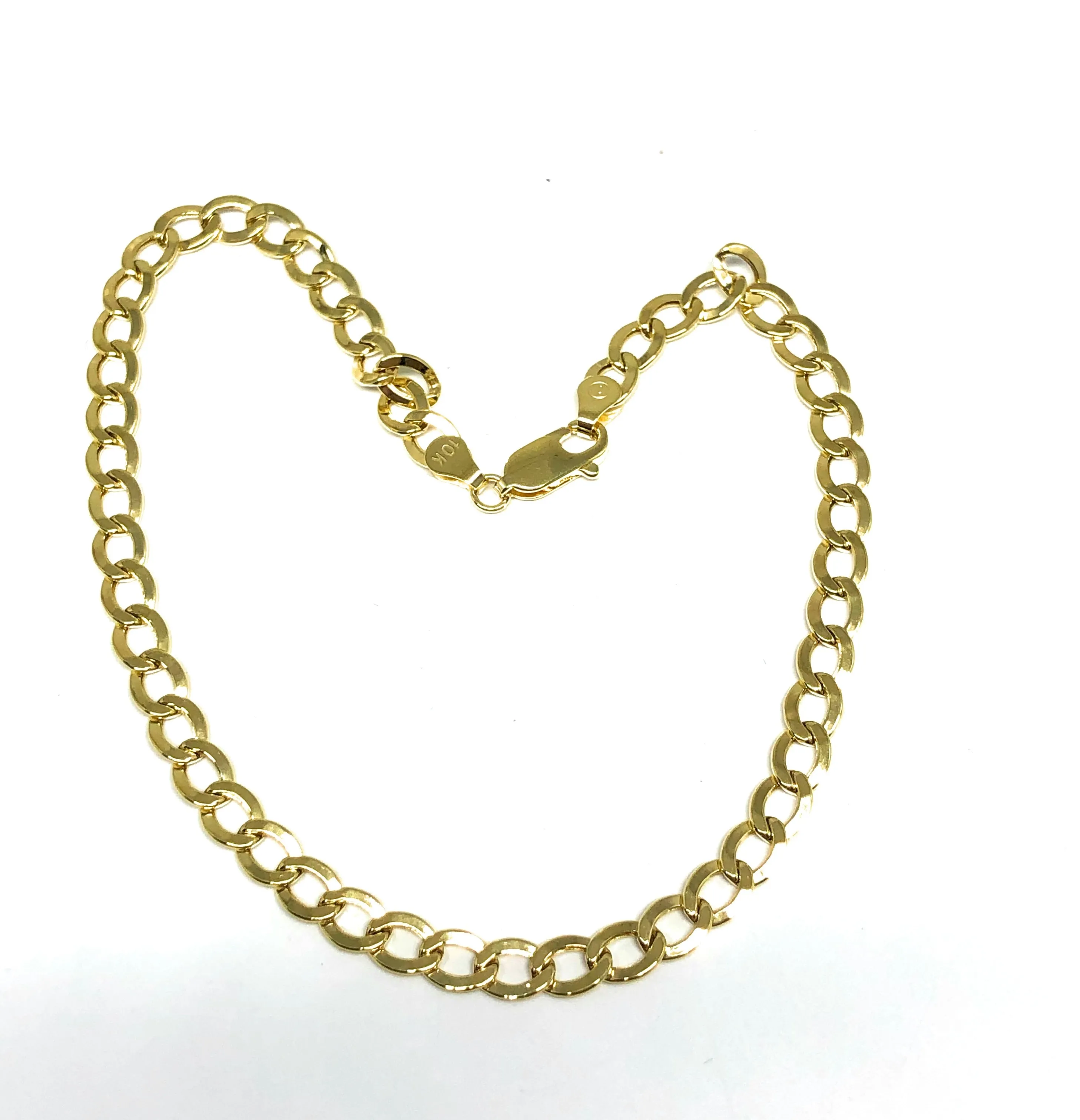 10k Solid Gold Yellow Cuban Link Brracelet (or Anklet) 7-10 inch 4.8mm Width