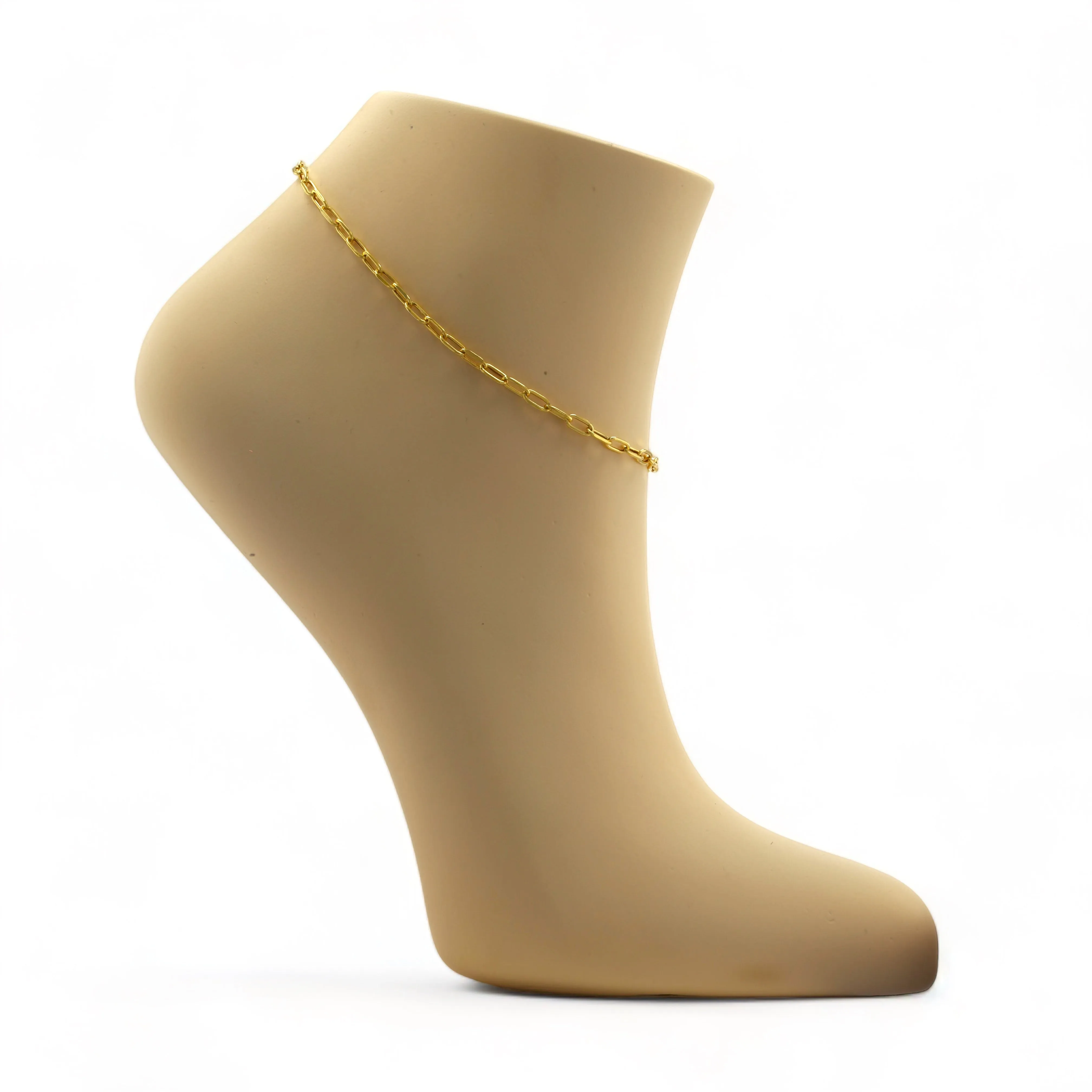 10K Yellow Gold Paper Clip Anklet Bracelet-226749