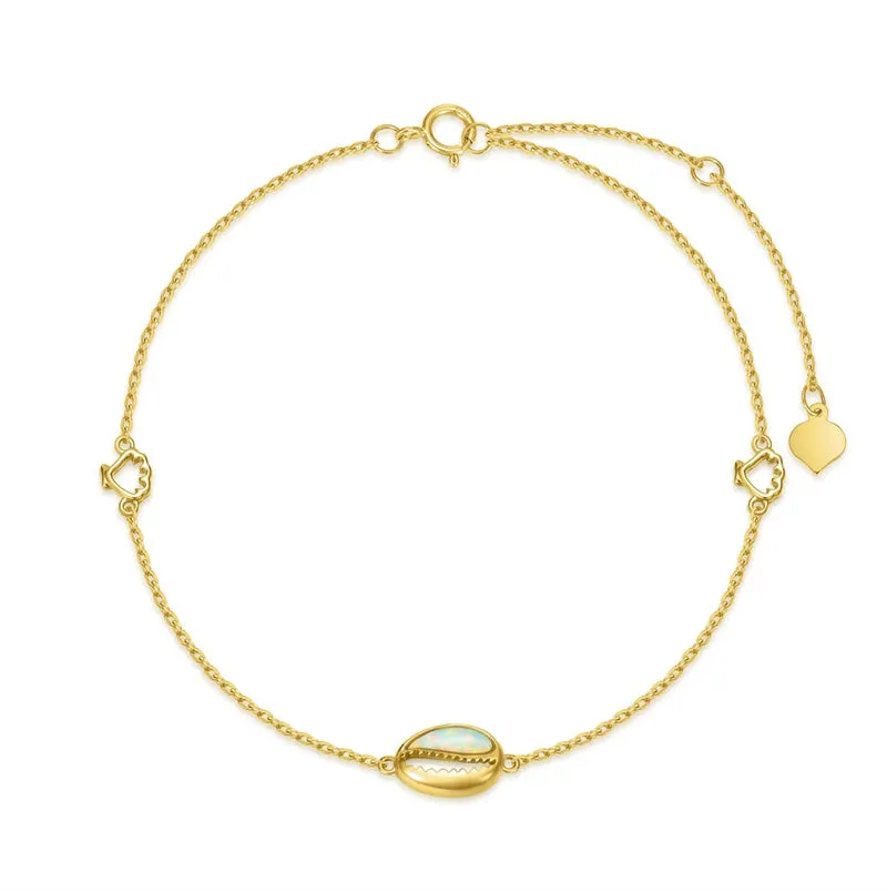 14K Solid Gold White Opal Anklet for Women Dainty Chain Shell Anklets Beach Foot Jewelry Adjustable Anklet Gifts for Her 8.5-10.