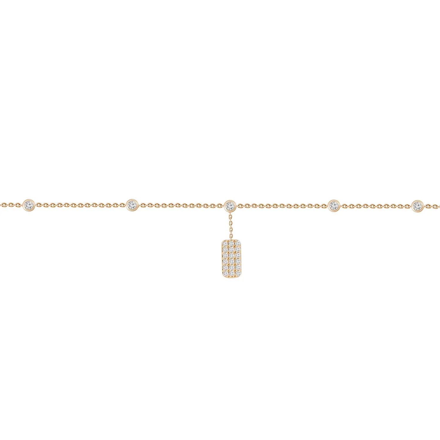 18K Gold Bezel Diamond Anklet with Diamond ID Tag