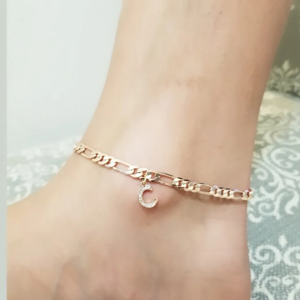 18k Rose Gold plated initial Anklet