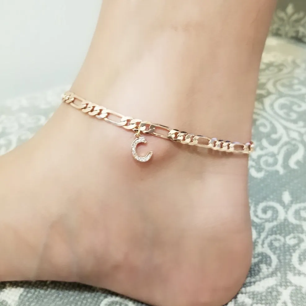 18k Rose Gold plated initial Anklet