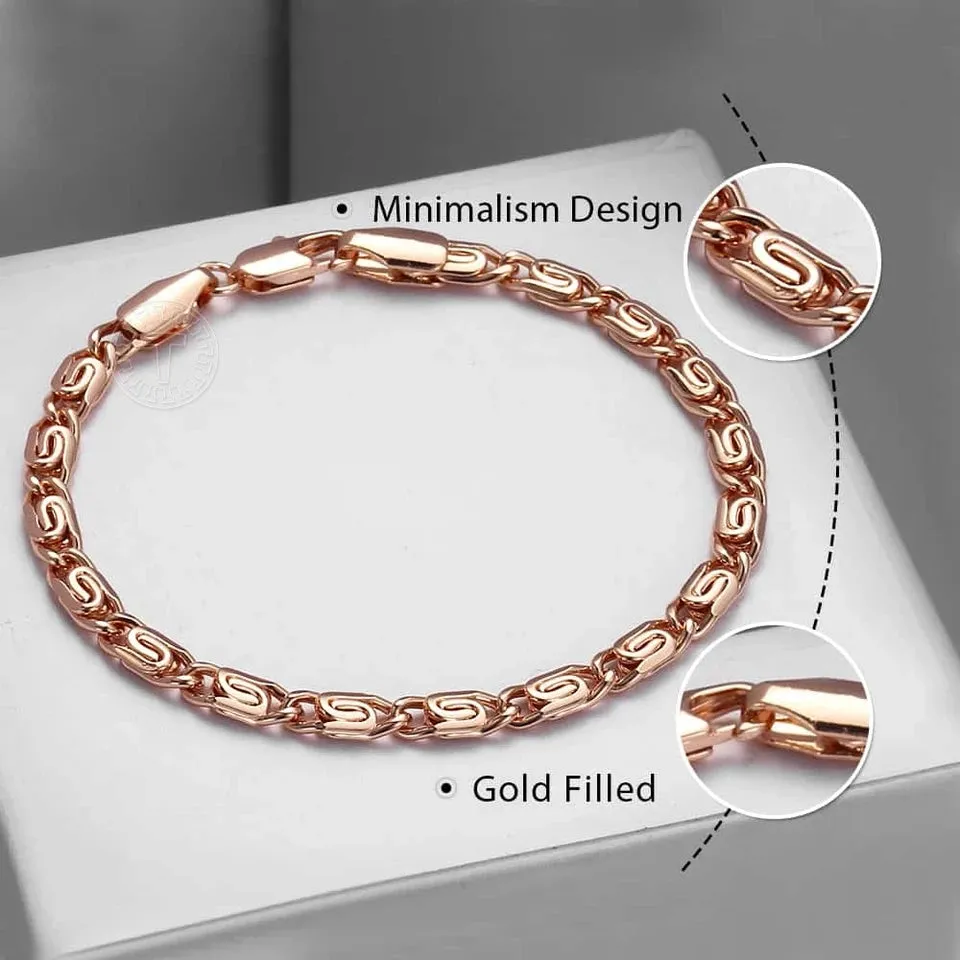 5mm Rose Gold Snail Chain Bracelet Anklet