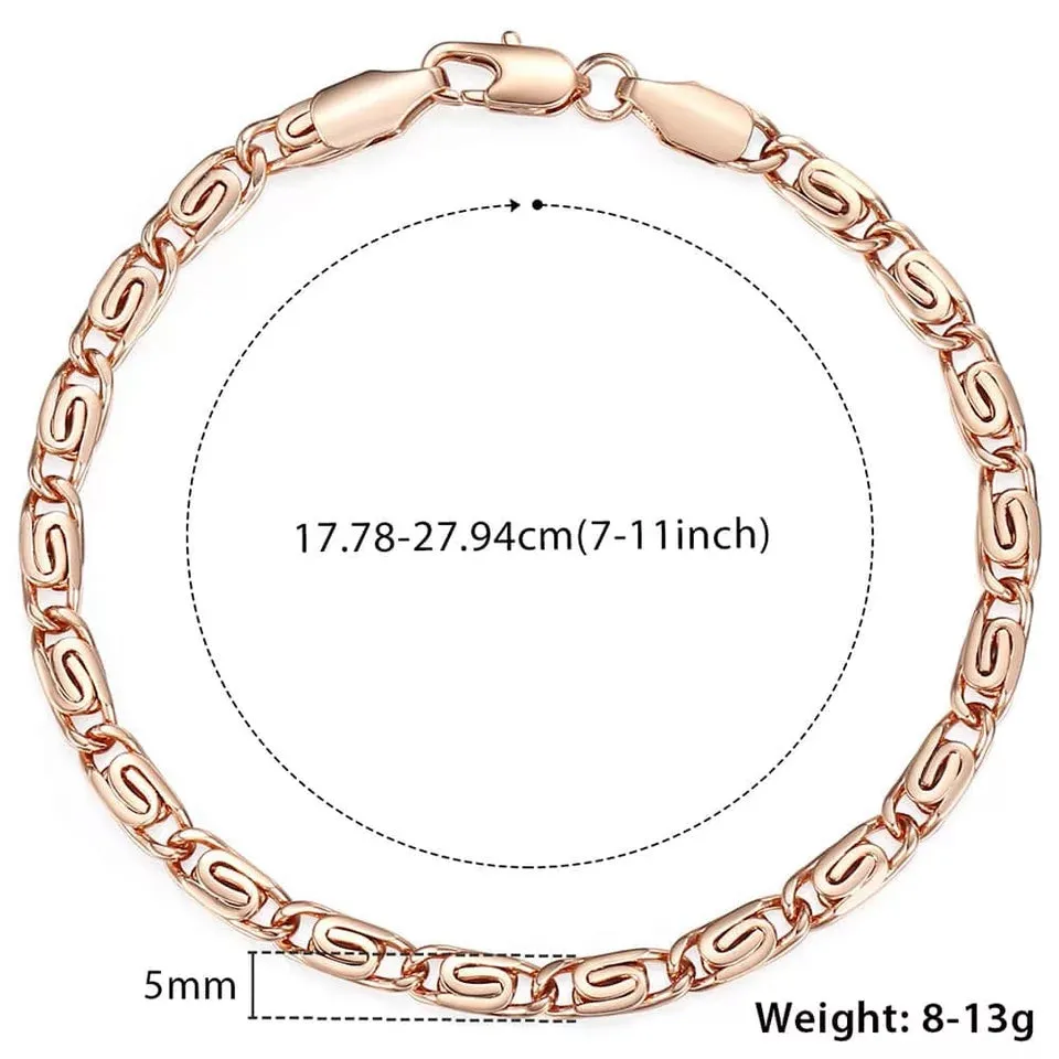 5mm Rose Gold Snail Chain Bracelet Anklet