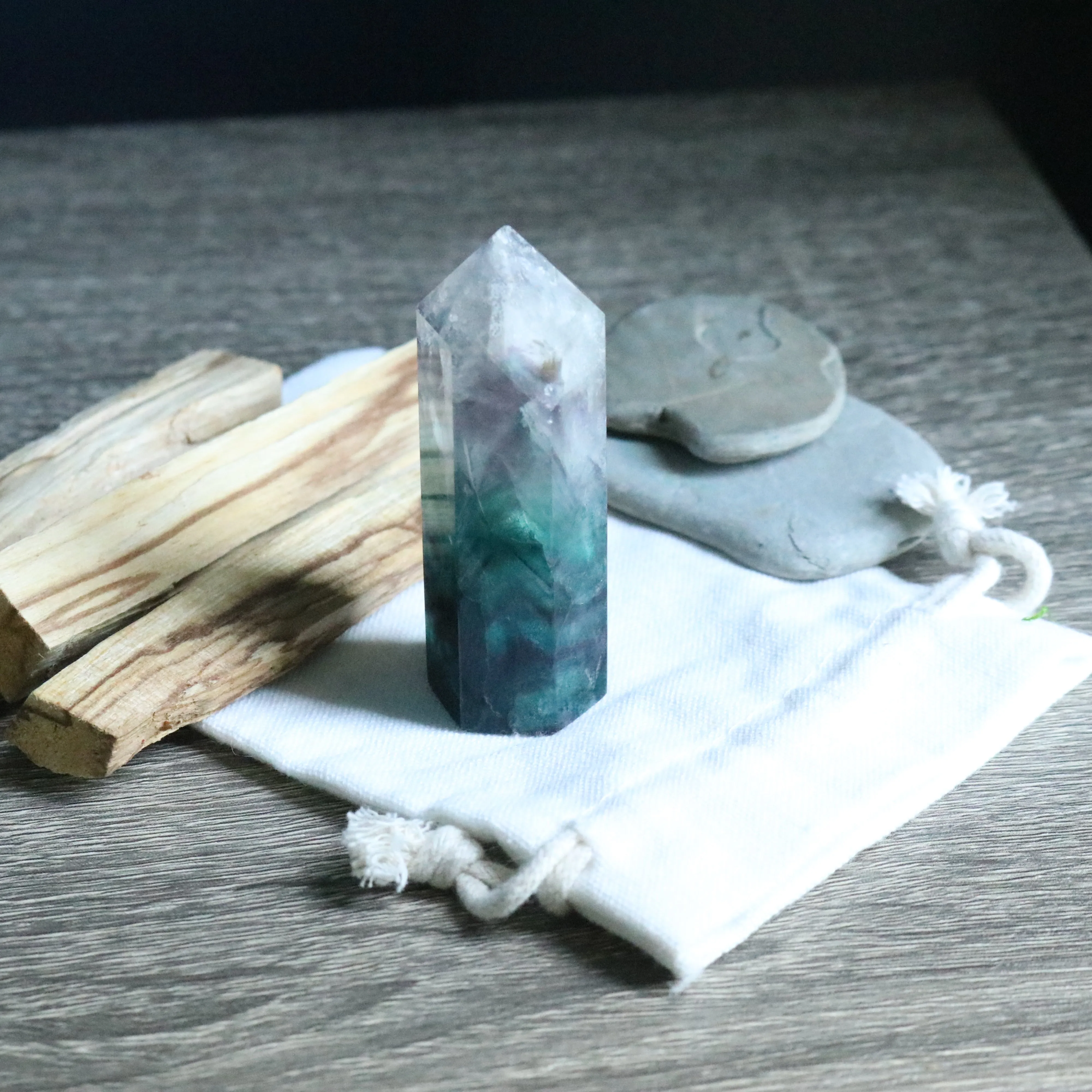 AA Grade ~ Rainbow Fluorite Polished Point ~ Stunning Banding and Clarity