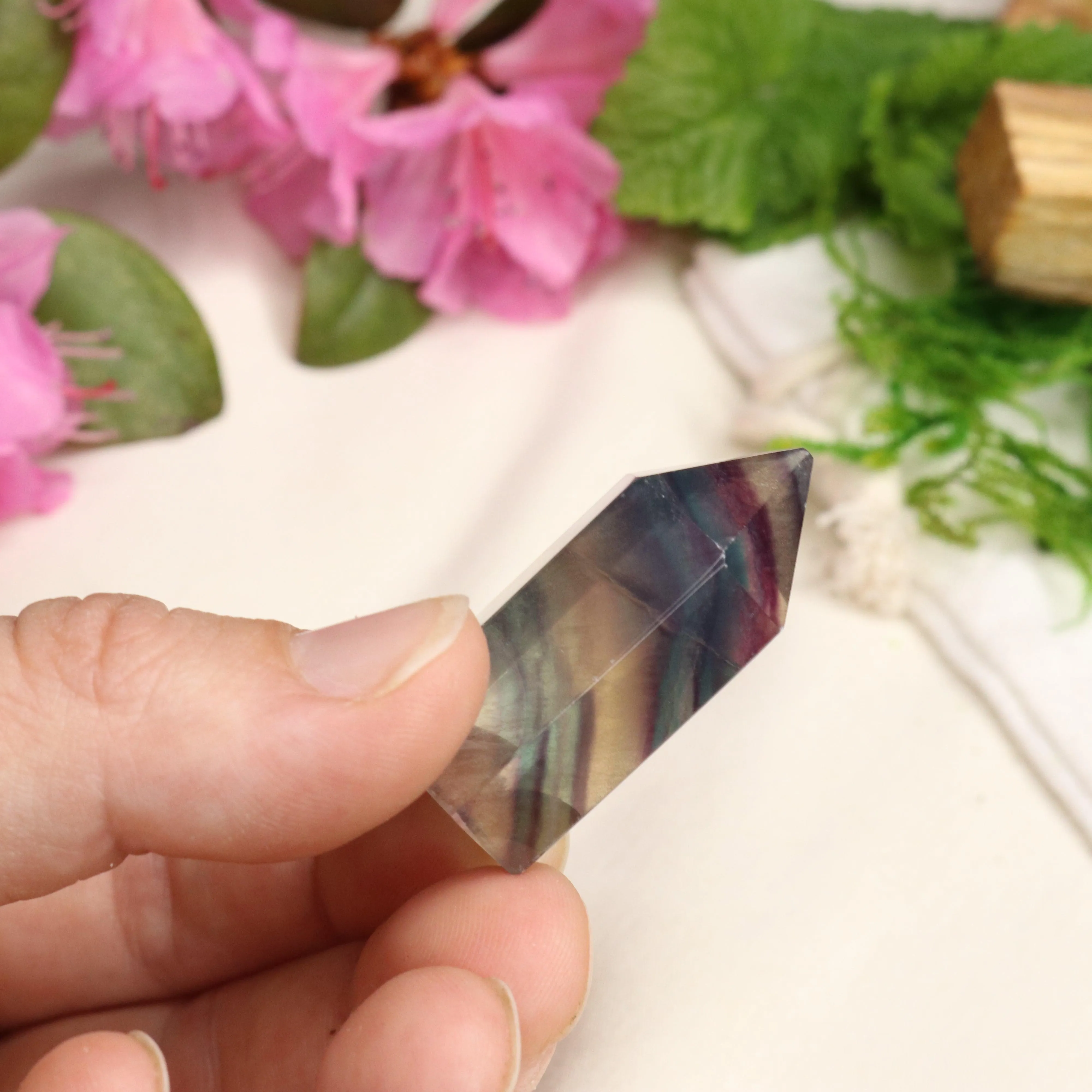 AA Grade Rainbow Fluorite Polished Mini Point #2