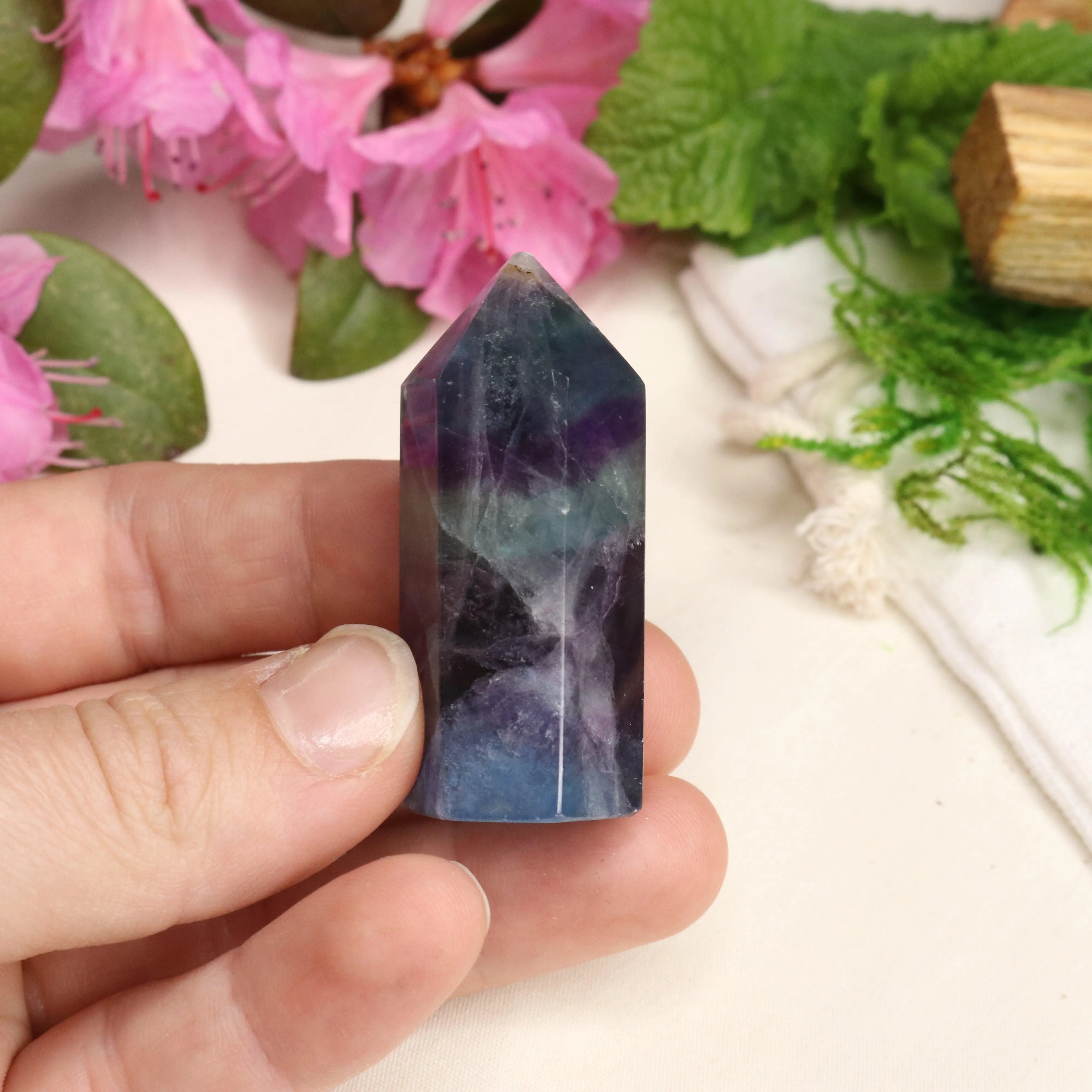 AA Grade Rainbow Fluorite Polished Mini Point #5