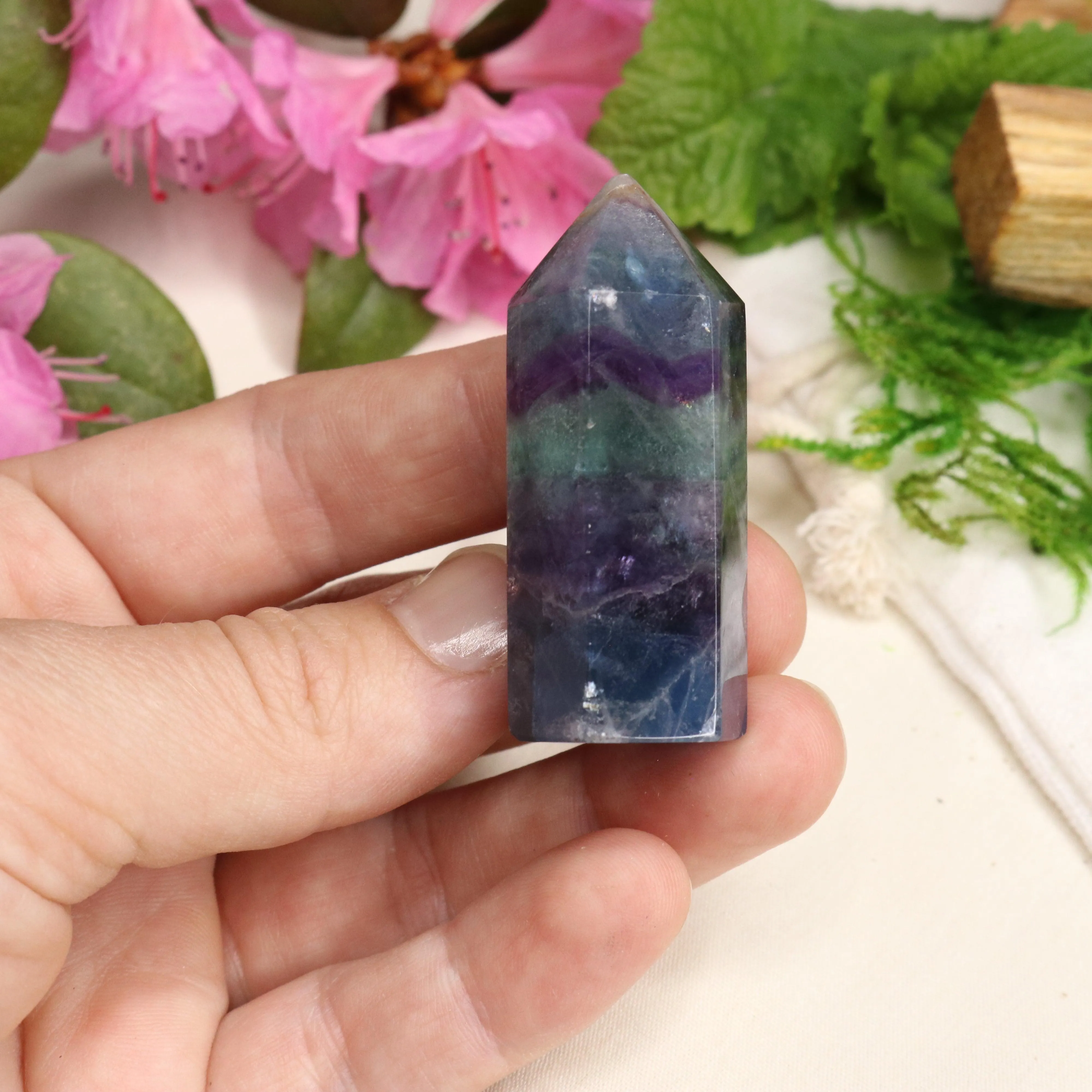 AA Grade Rainbow Fluorite Polished Mini Point #5