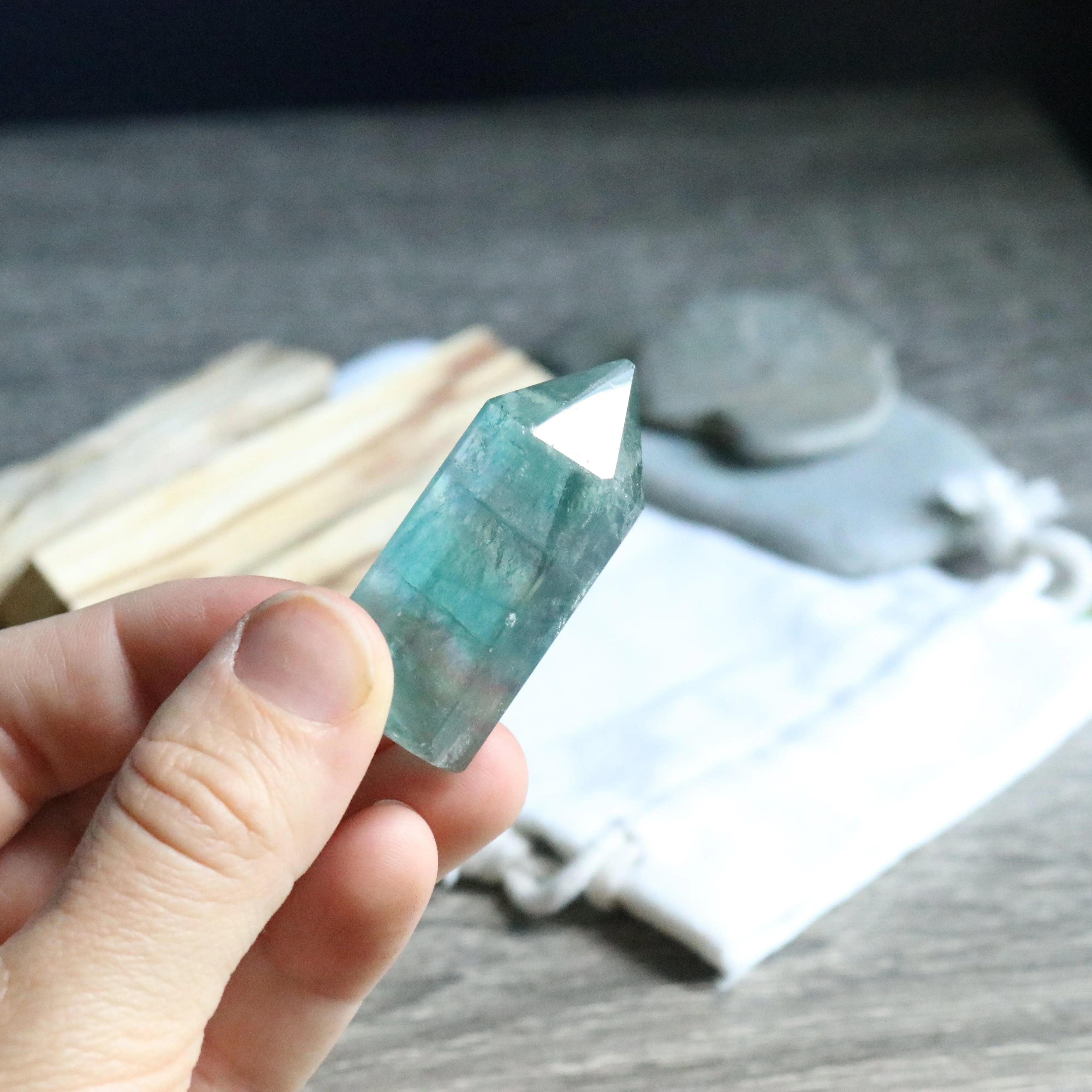 AA Grade Stunning Blue~ Rainbow Fluorite Polished Point