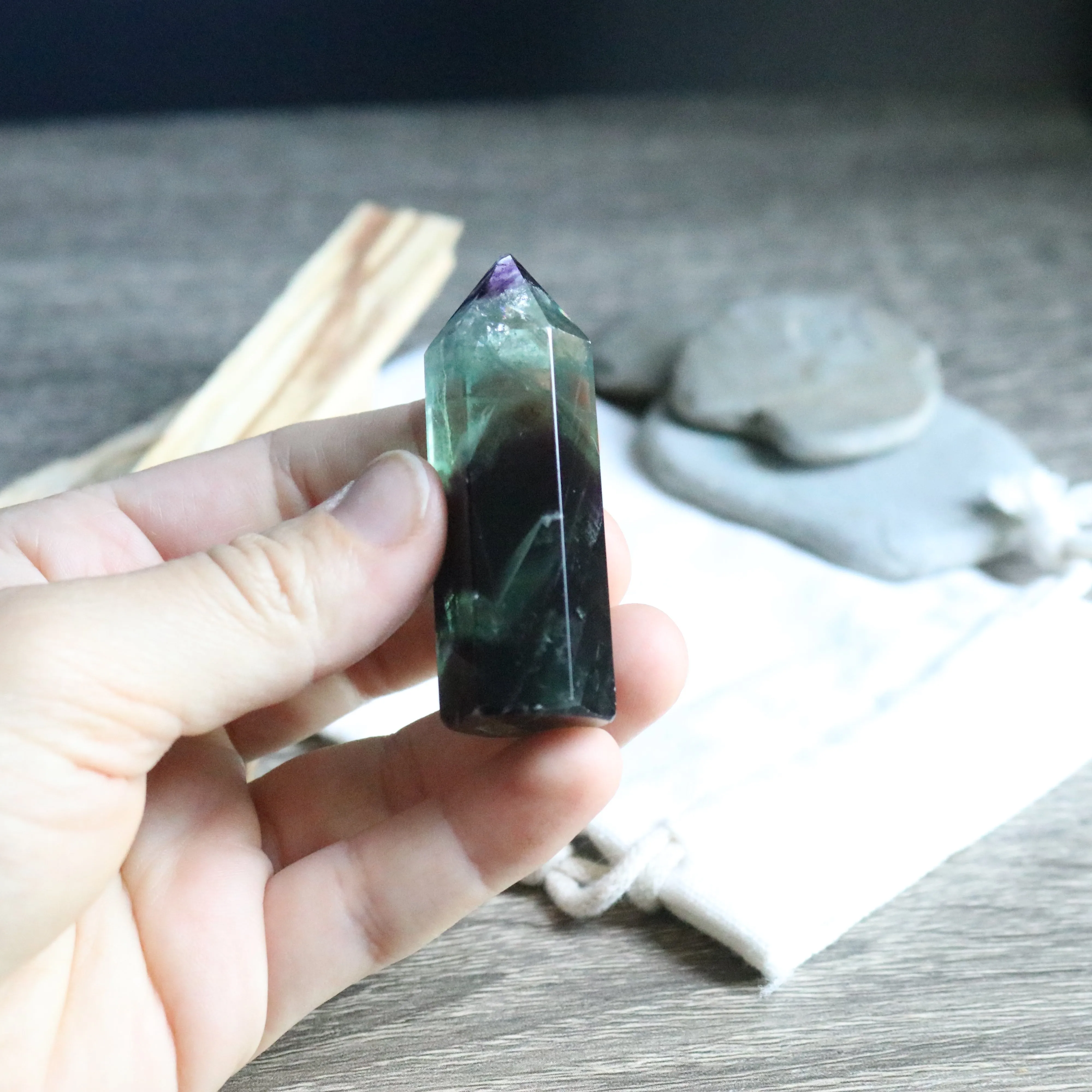 AA Grade Stunning Rainbow Fluorite Polished Point