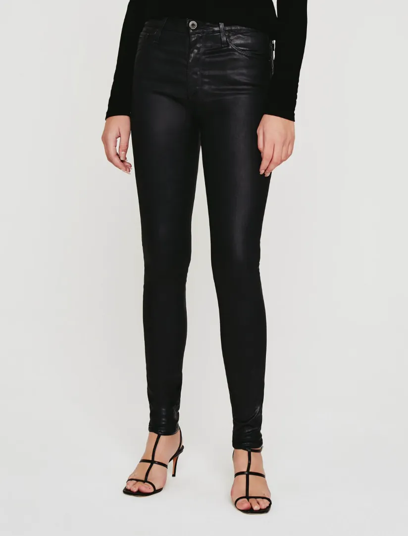 AG FARRAH SKINNY LEATHERETTE SUPER BLACK