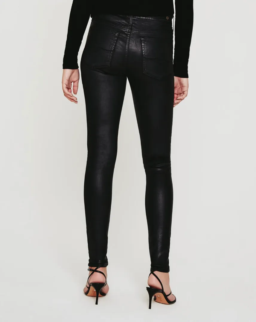 AG FARRAH SKINNY LEATHERETTE SUPER BLACK