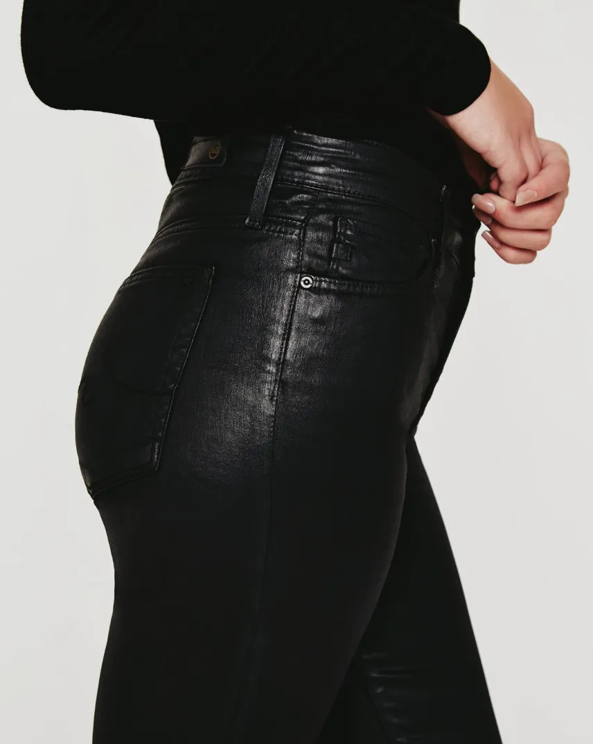 AG FARRAH SKINNY LEATHERETTE SUPER BLACK