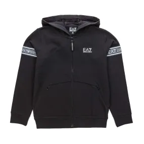 Armani Junior Zip Up Black Hoodie For Boys