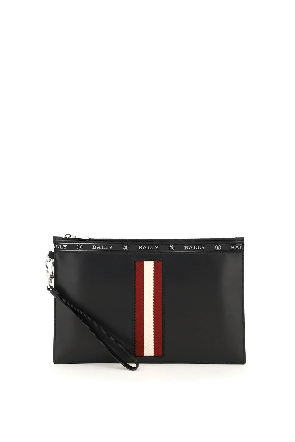 Bally Logo Tape Striped Zipped Clutch Bag