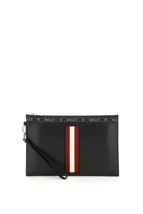 Bally Logo Tape Striped Zipped Clutch Bag