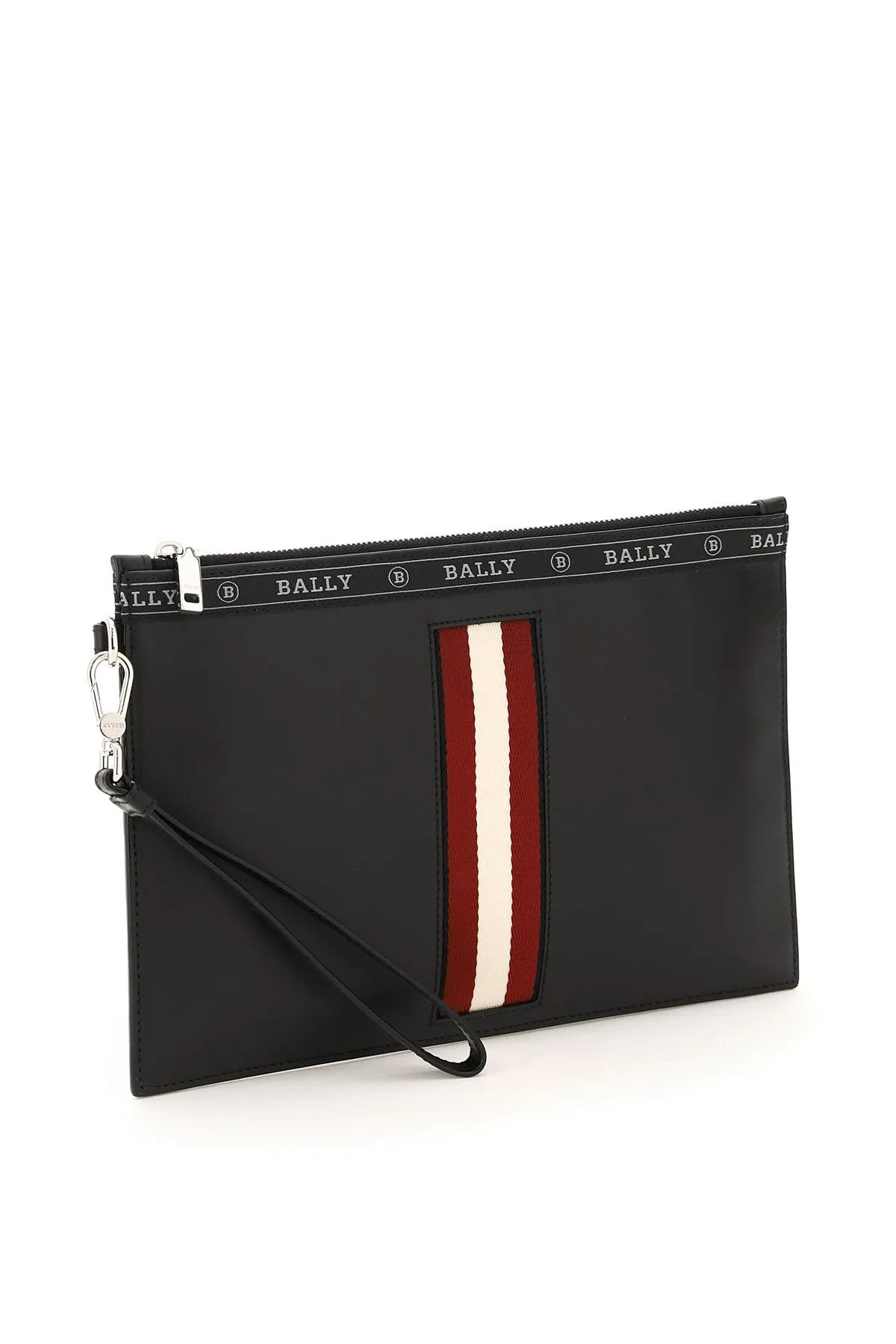 Bally Logo Tape Striped Zipped Clutch Bag