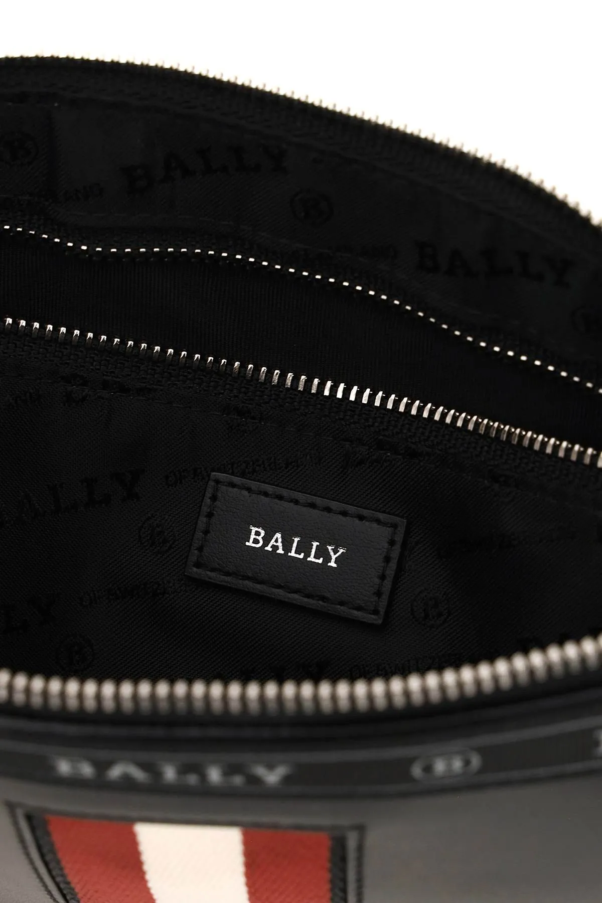 Bally Logo Tape Striped Zipped Clutch Bag