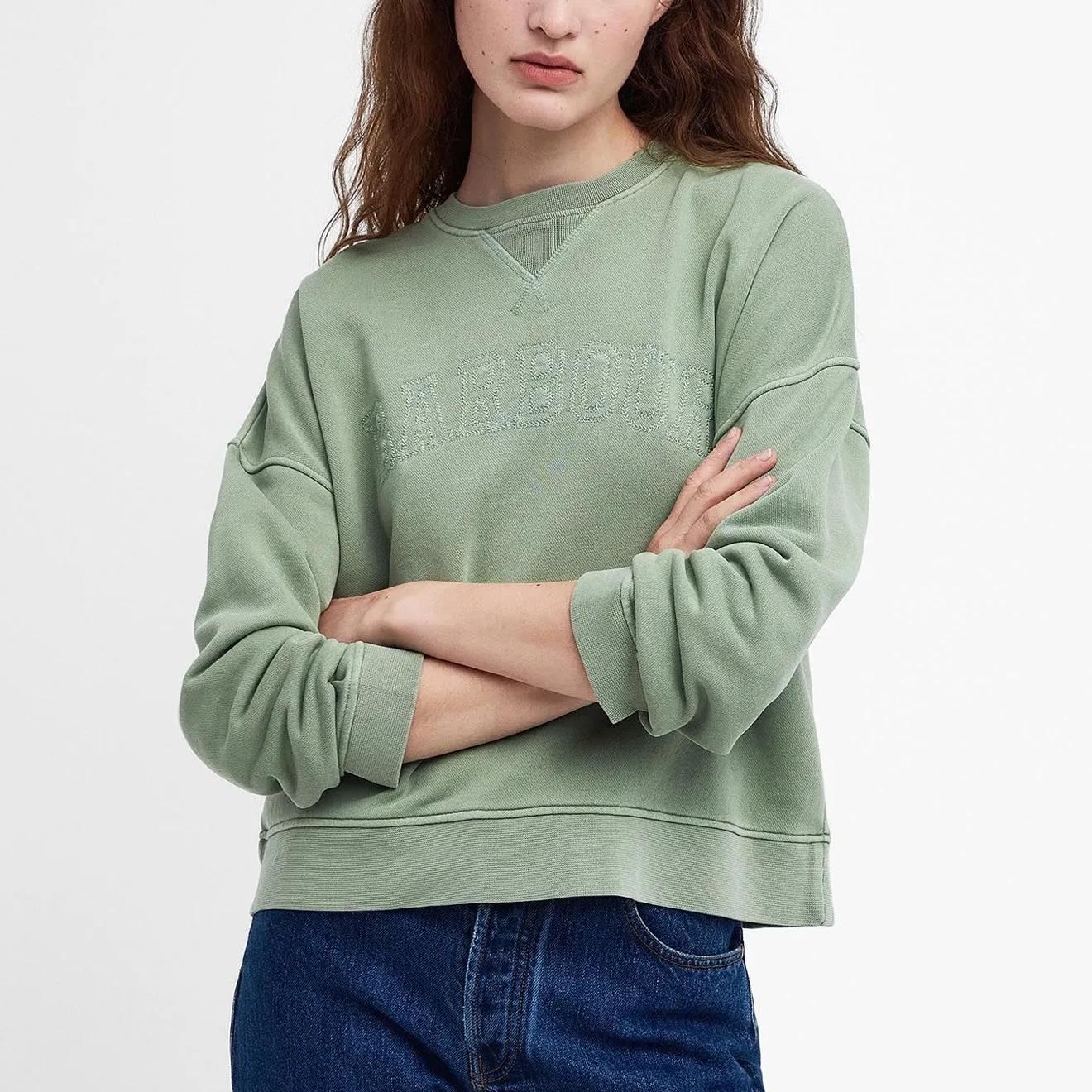 Barbour Womens Sandgate Crew Neck Sweatshirt Nephrite Green Wash