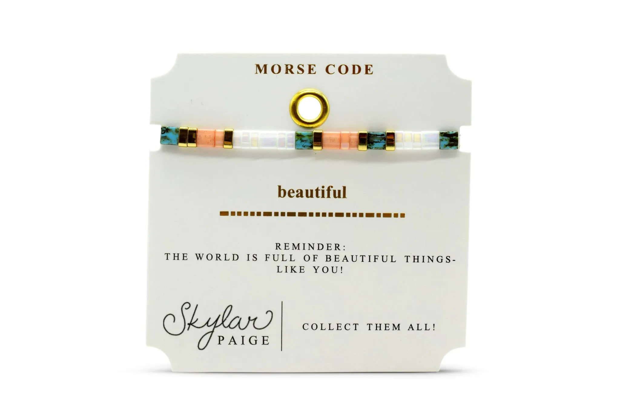 Beautiful Morse Code Tila Beaded Bracelet - Prizeworthy Peach