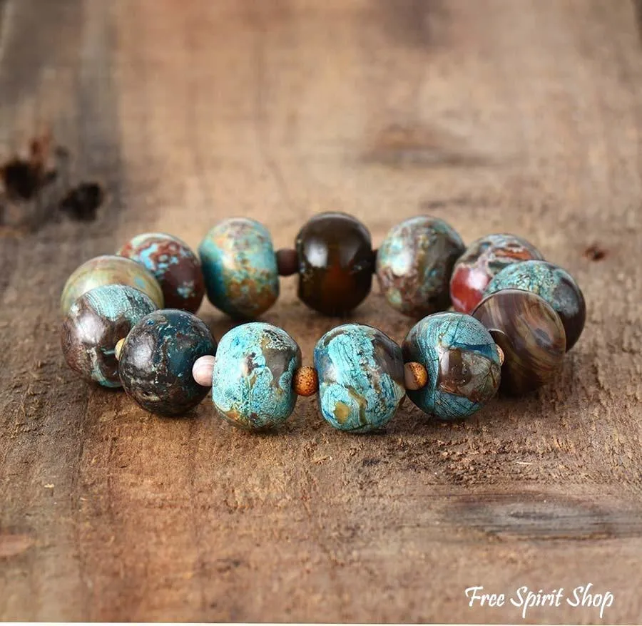 Big Jasper Stone Bead Bracelet