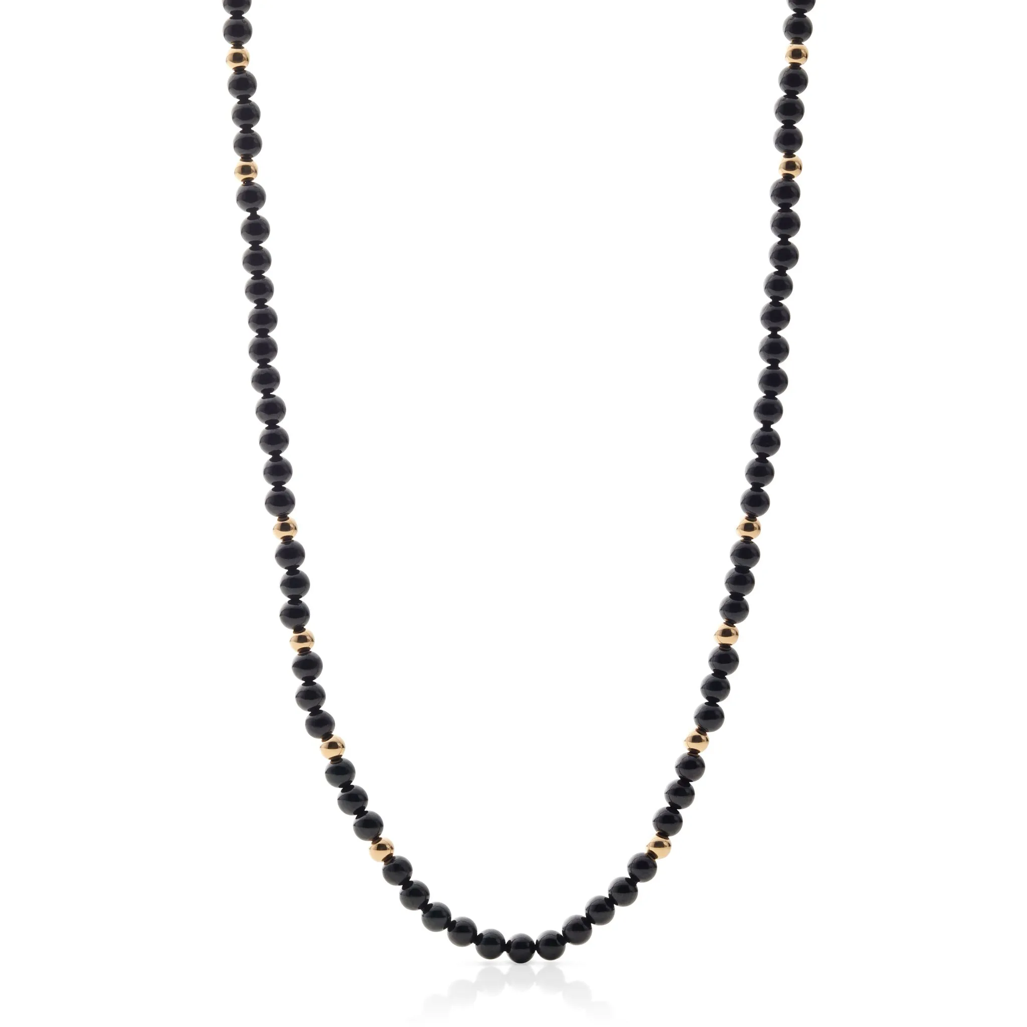 Black Jade & Gold Station Rope Necklace