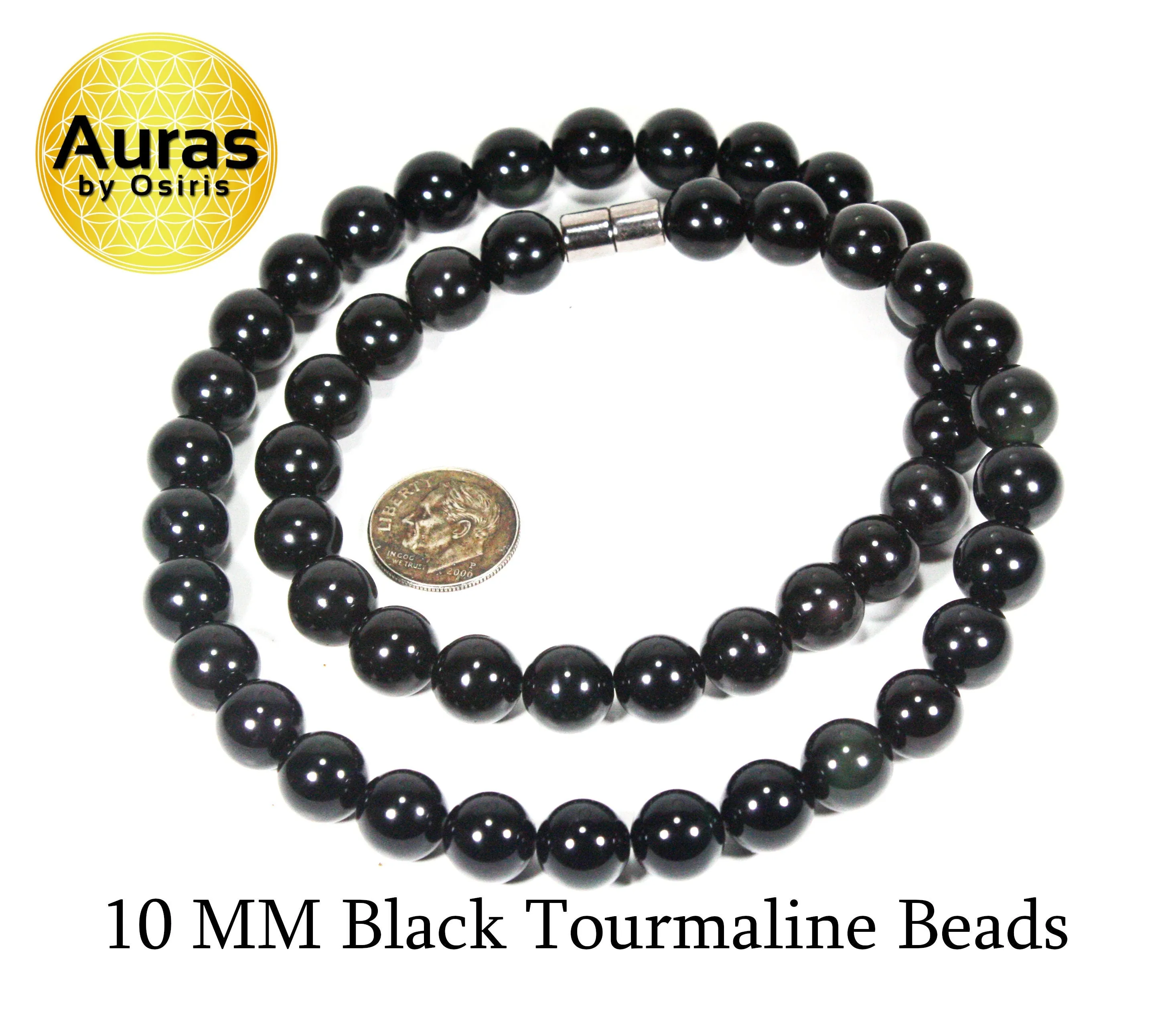 Black Tourmaline Necklace for Men/Women - Empath Protection Jewelry - EMF Protection Necklace - 6mm/8mm/10mm Bead Diameter