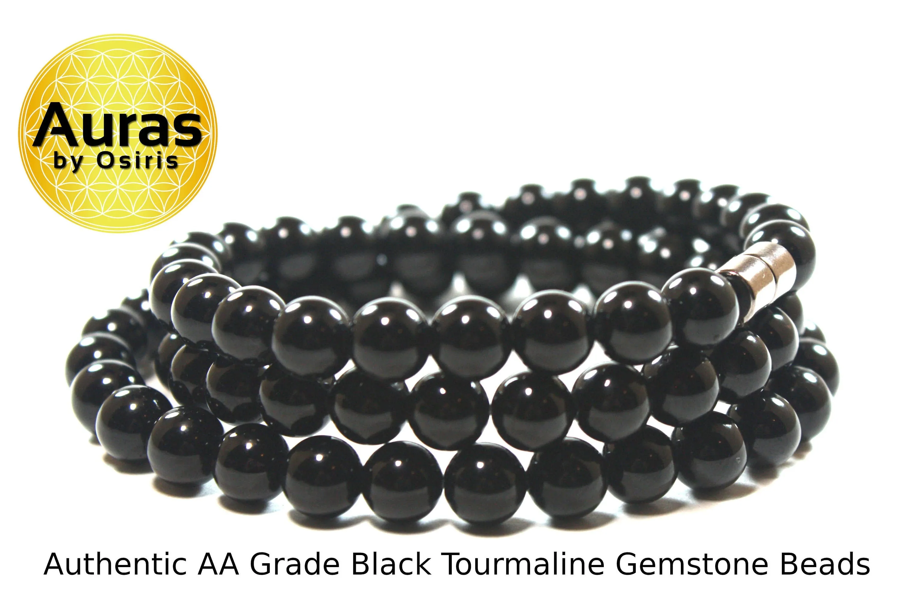 Black Tourmaline Necklace for Men/Women - Empath Protection Jewelry - EMF Protection Necklace - 6mm/8mm/10mm Bead Diameter