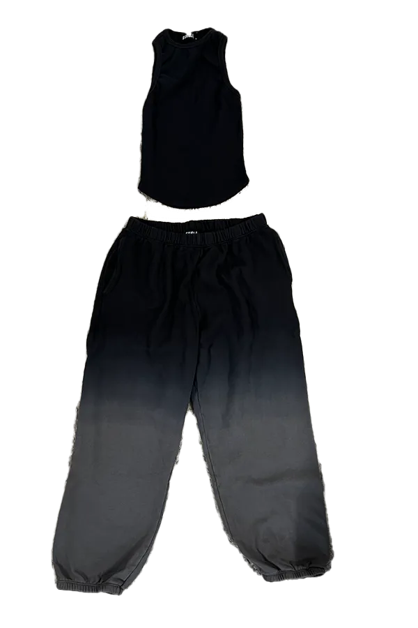 Black Washed Tank & Sweatpants Set