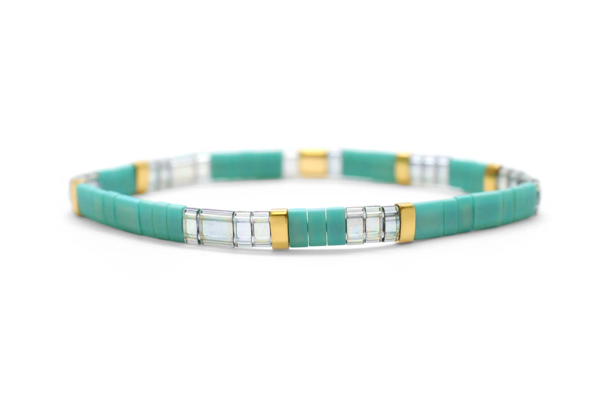 Blessed Morse Code Tila Beaded Bracelet - Treasured Teal