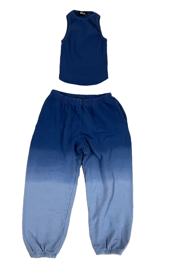 Blue Washed Tank & Sweatpants Set