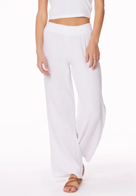 BOBI SMOCKED WAIST WIDE LEG PANT