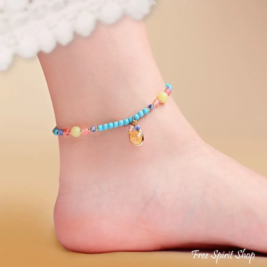 Bohemian Turquoise Beaded Anklet