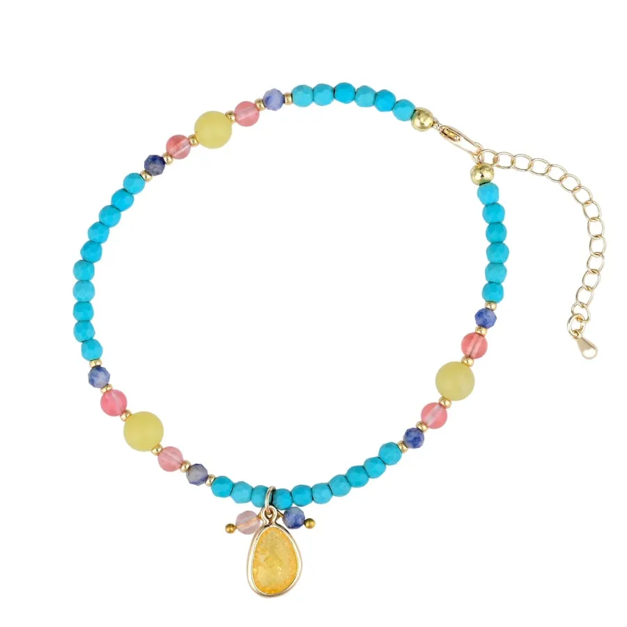 Bohemian Turquoise Beaded Anklet