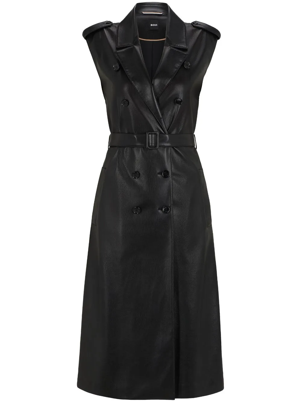 BOSS faux-leather double-breasted midi dress - Black