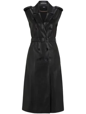 BOSS faux-leather double-breasted midi dress - Black