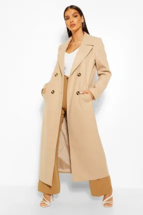 Brushed Wool Look Double Breasted Coat