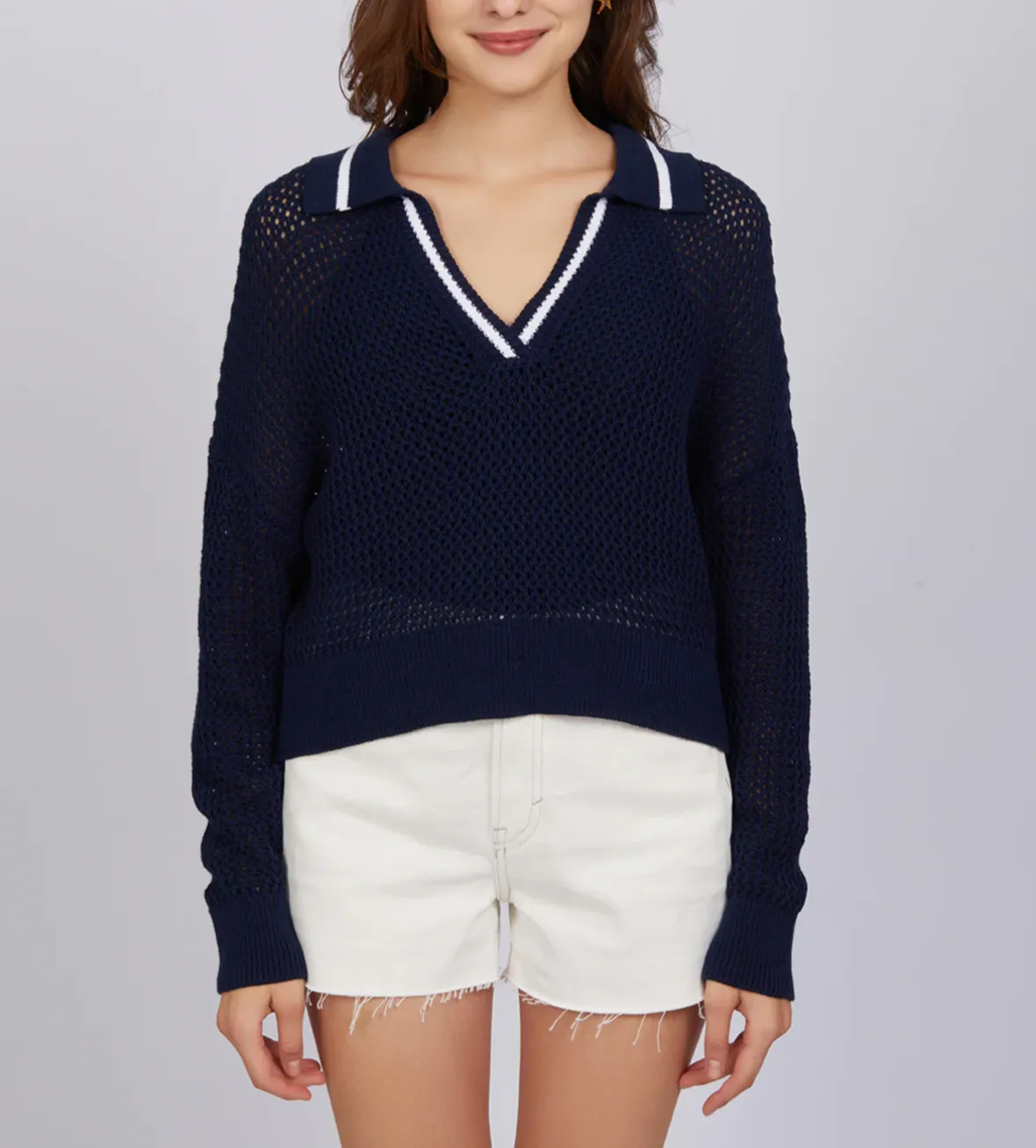 CARA TIPPING POLO PULLOVER