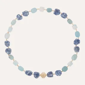 Caspian Natural Blue Quartz, Calcite & Aquamarine Necklace