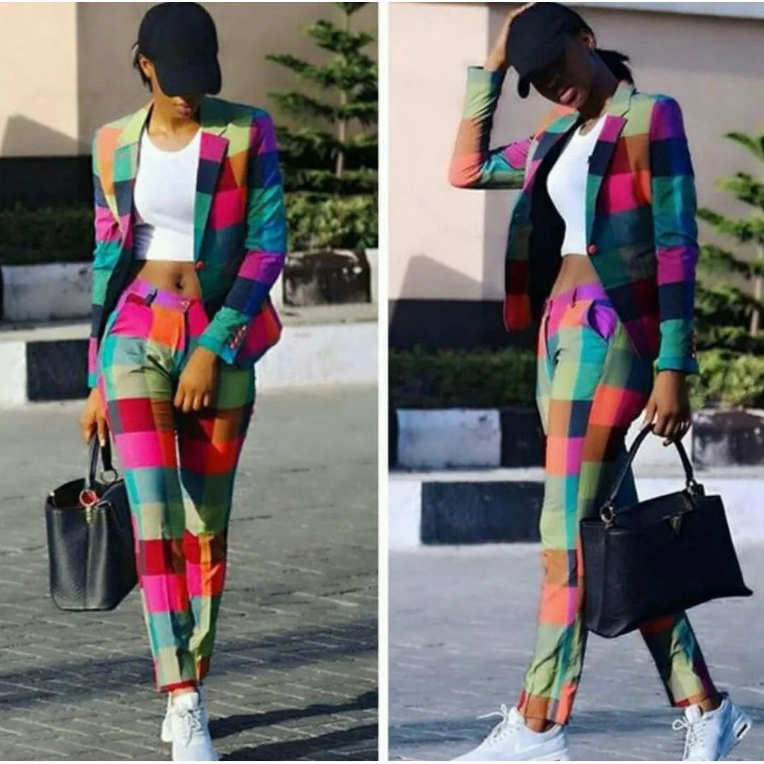 Casual Rainbow Two Piece Set