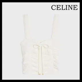 CELINE  |gathered crop top in cotton and silk jersey