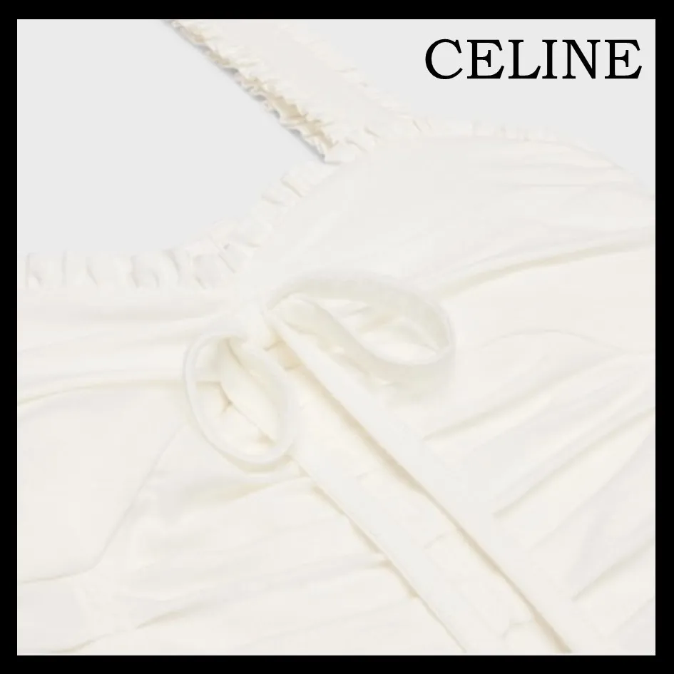 CELINE  |gathered crop top in cotton and silk jersey