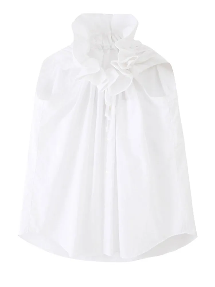 Chee Ruffle Collar Blouse - White