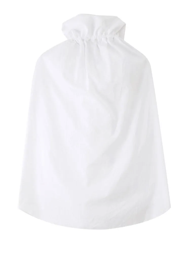 Chee Ruffle Collar Blouse - White