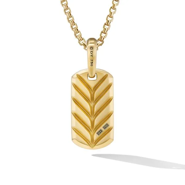 Chevron Tag in 18K Yellow Gold with Nephrite Jade, 21mm