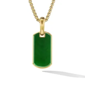 Chevron Tag in 18K Yellow Gold with Nephrite Jade, 21mm